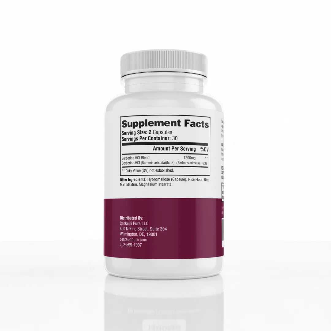 Supplement bottle with label on a white background
